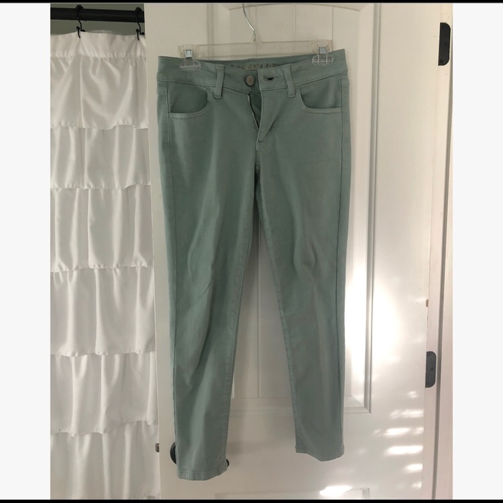 Green AE jeggings